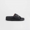 Black leather sandal with buckle Teggiano ATP Atelier