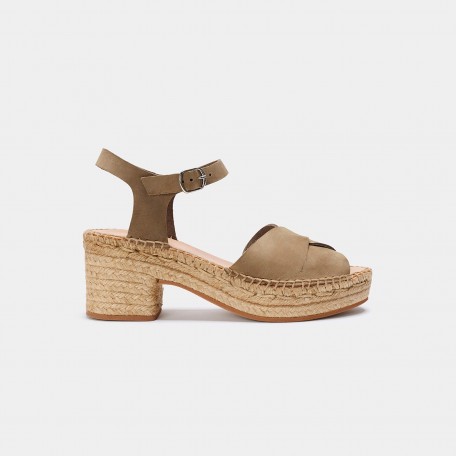 Olive green espadrille with heel Buldo from Naguisa
