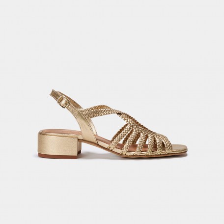 Golden sandal with low heel Raco Naguisa